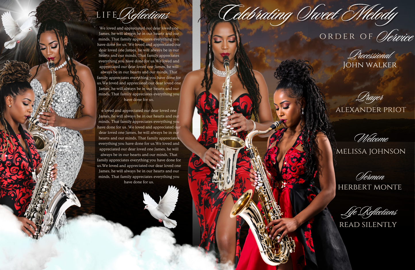 Elegant Musical Obituary Template | Editable Canva Memorial Design for Celebrations of Life