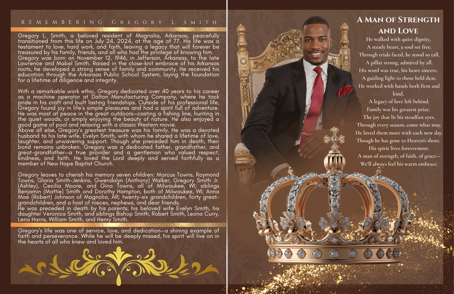 Elegant 4-Page Funeral Program Template | Celebration of Life Design