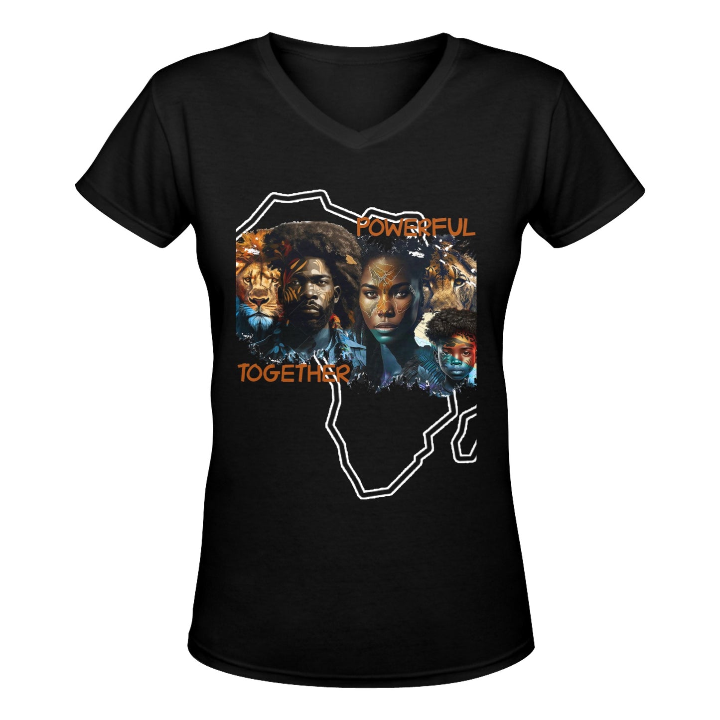 Black Legends Women's Deep V-neck T-shirt (Model T19)