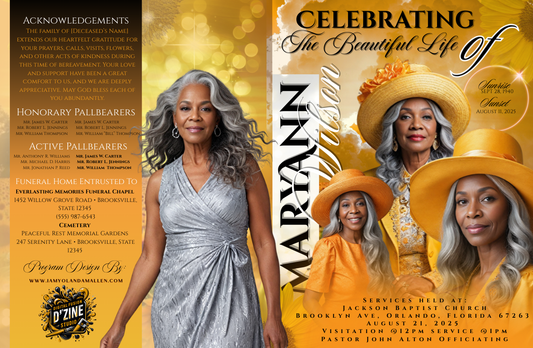 Editable Sunflower Obituary Canva Template – Custom Memorial Design, PLR License Included