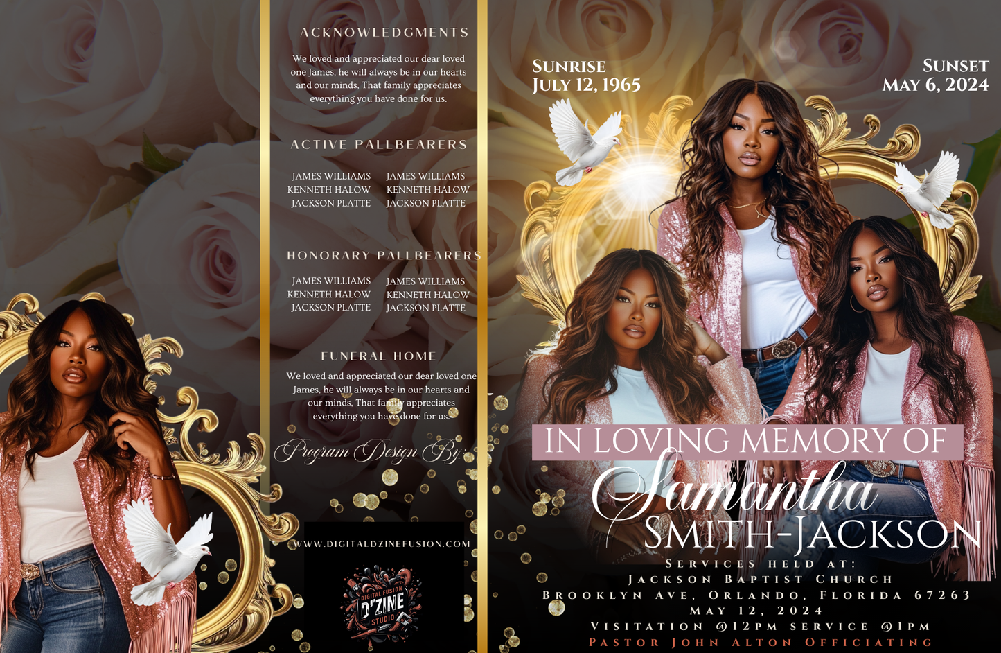 Stylish Canva Funeral Program Template – Memorial Design (PLR License Included)