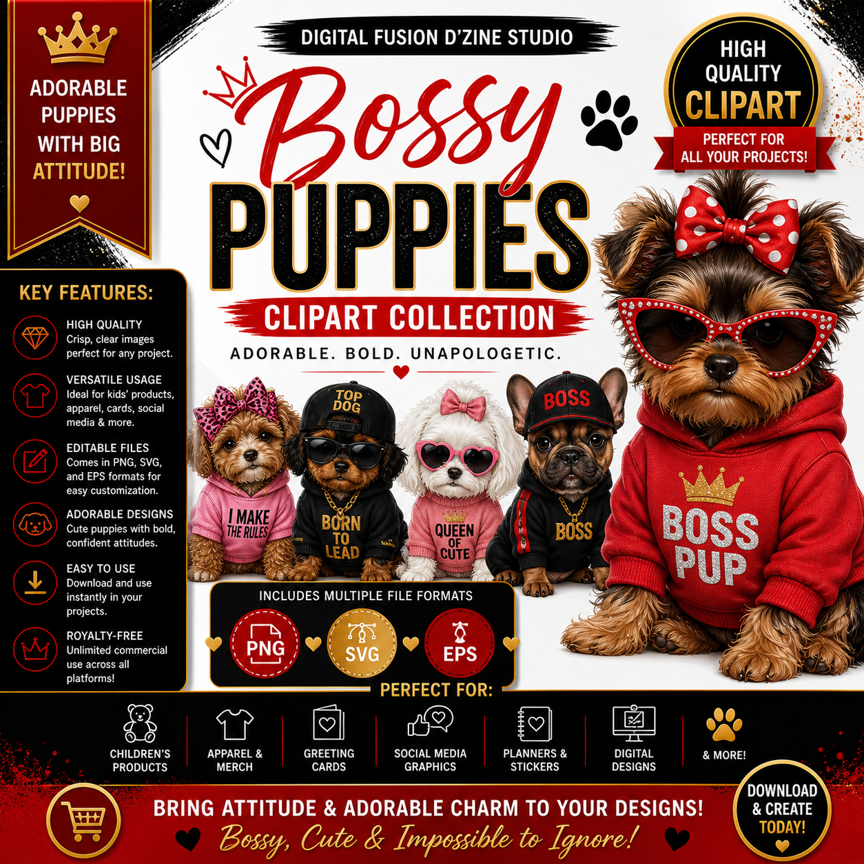Boss Puppies Clipart