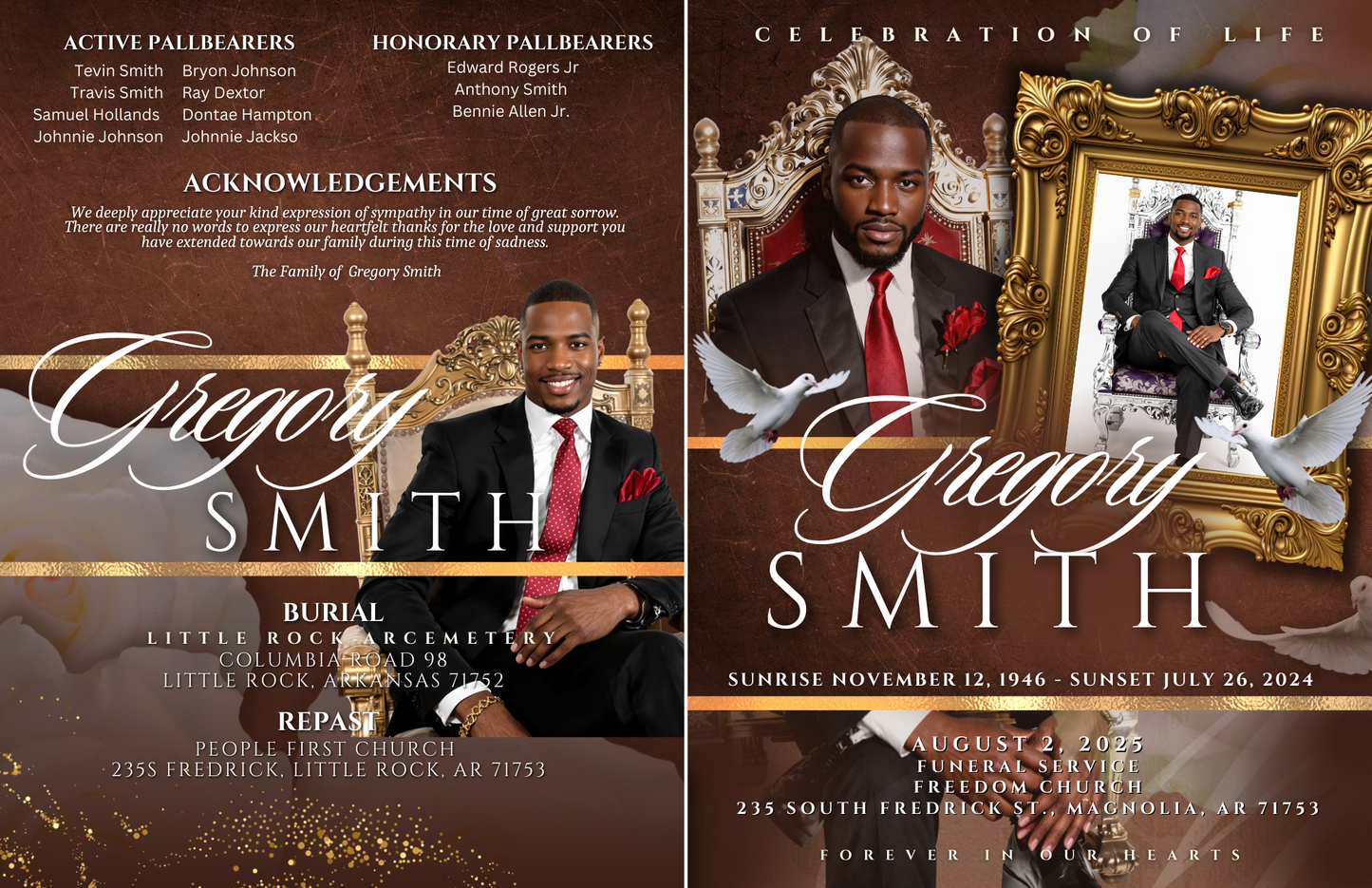 Elegant 4-Page Funeral Program Template | Celebration of Life Design