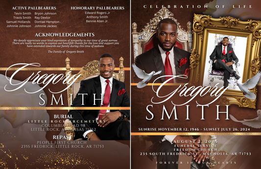Elegant 4-Page Funeral Program Template | Celebration of Life Design