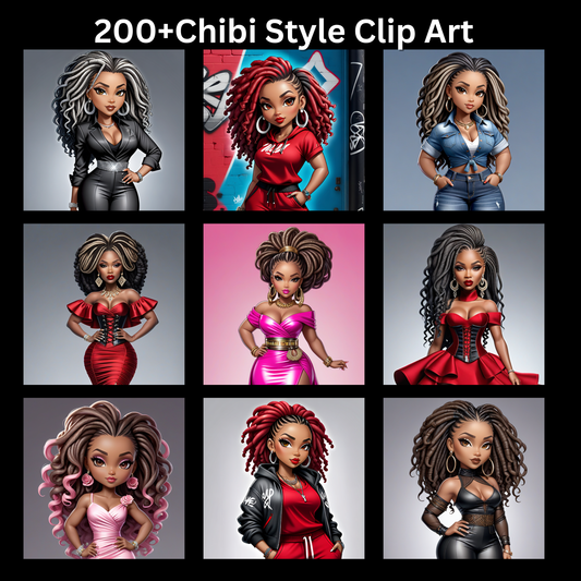 200+ Chibi Style Clip Art – High-Quality Fashion & Character Illustrations for Digital Design