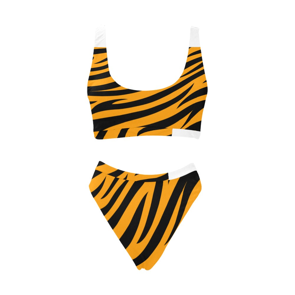 Tie Dye Sport Top & High-Waisted Bikini Swimsuit (Model S07)