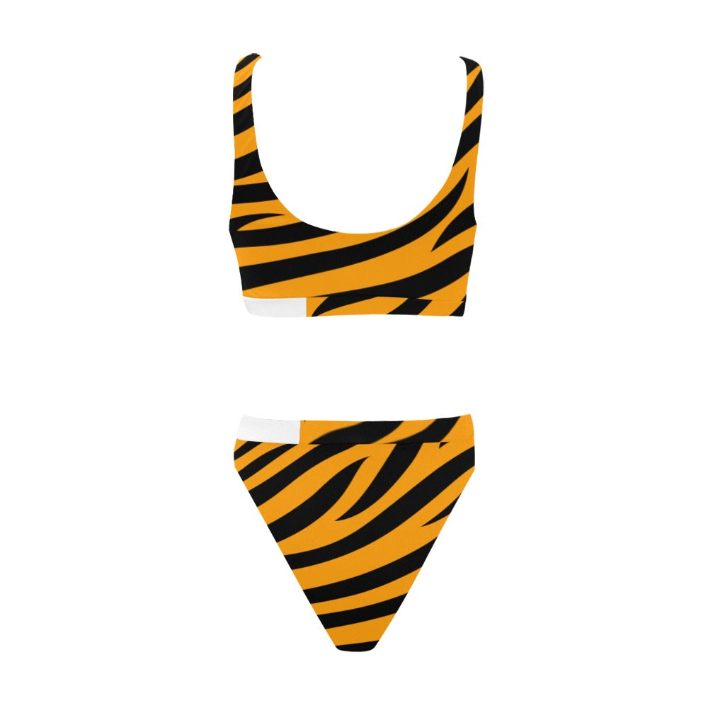 Tie Dye Sport Top & High-Waisted Bikini Swimsuit (Model S07)